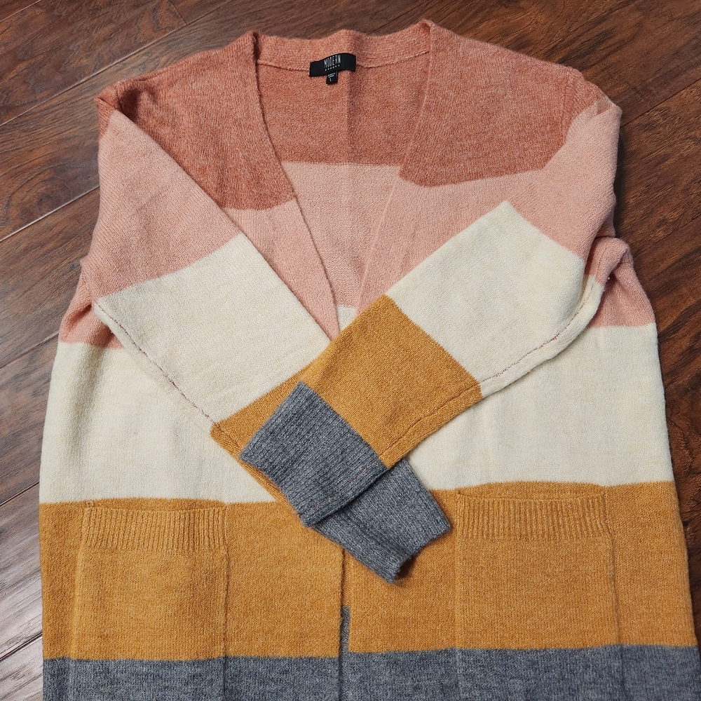 Modern Canvas Lightweight Multi Colored Cardigan - image 5